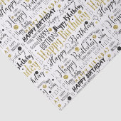 Papier Mousseline Confettis noirs de joyeux anniversaire d'or (Détail)