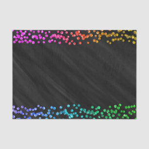 Papier Mousseline Confettis Points Arc-en-Ciel Noir Fête Amusante
