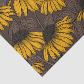 Papier Mousseline Confleurs jaunes sur brun foncé (Détail)