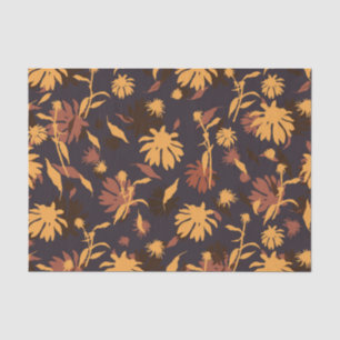 Papier Mousseline Confleurs modernes élégants Jaune Orange gris fonc
