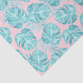 Papier Mousseline Congé tropical de monstre d'aquarelle rose à la (Détail)