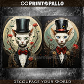 Papier Mousseline Connexion Alien - Couple de chats avec chapeau sup