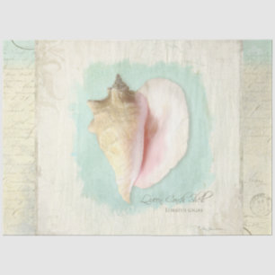 Papier Mousseline Conque de plage coquillage bleu découpage aquarell