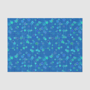 Papier Mousseline Constellation Abstraite d'étoiles, Bleu de Cobalt