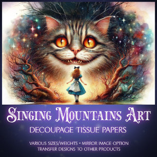 Papier Mousseline Conte de fées surréaliste Cheshire Cat et découpag