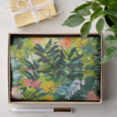 Papier Mousseline Contemporary Green Abstract Floral Pattern (Cadeau)