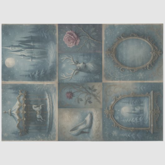 Papier Mousseline Contes d'hiver enchantés Découpage de contes de Fa (Recto)