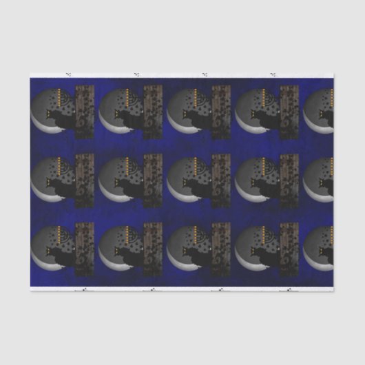 Papier Mousseline Conversation Noir Chanukah avec Menorah (Recto)