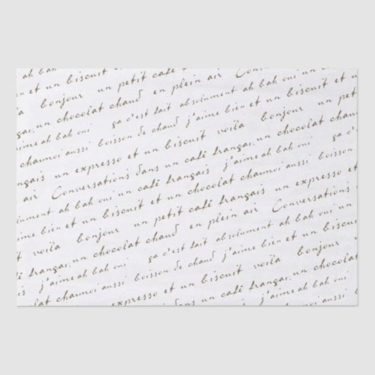 Papier Mousseline Conversations Café Français Sepia Mots et Phrases (Recto)