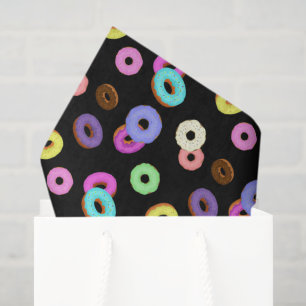 Papier Mousseline Cool amusant beignets colorés motif noir