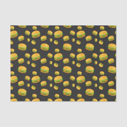 Papier Mousseline Cool and fun yummy burger pattern dark gray (Recto)