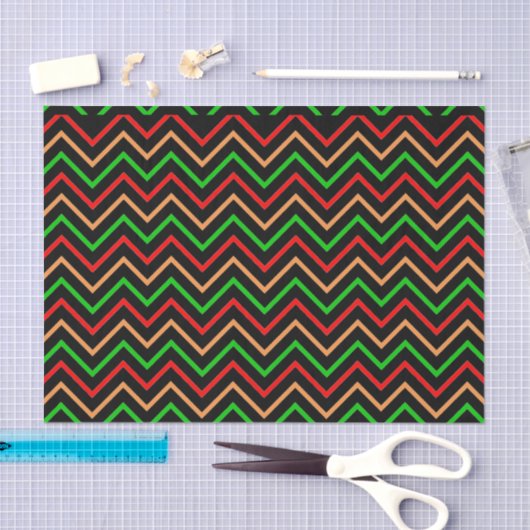 Papier Mousseline Cool Chevron Pattern on Black (Artisanat)