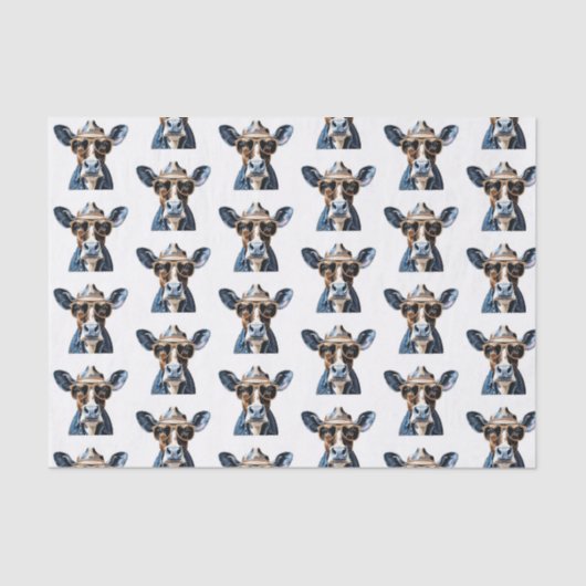 Papier Mousseline Cool Cowboy Cow Western Humour Design (Recto)