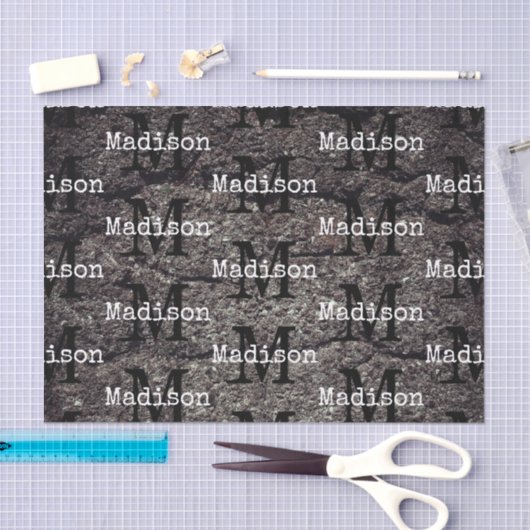 Papier Mousseline Cool Cracked asphalt road gray lines Monogram (Artisanat)