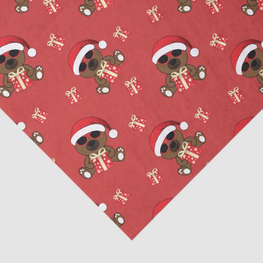 Papier Mousseline Cool de Noël Père Noël Ours lunettes de soleil cad (Détail)