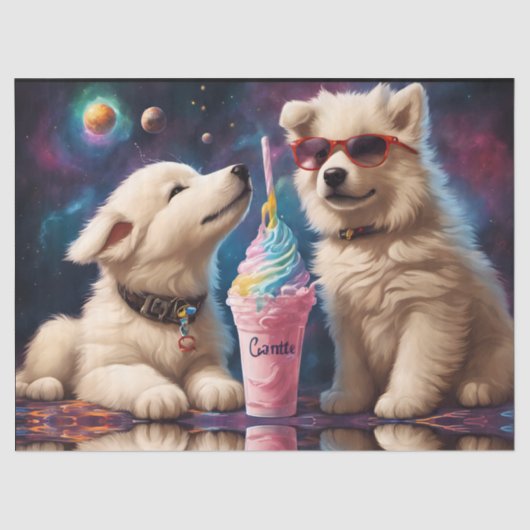 Papier Mousseline Cool Fluffy Puppies planètes milk-shake (Recto)