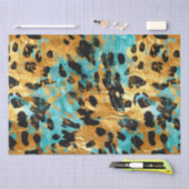 Papier Mousseline Cool Gold Aqua Leopard (Artisanat)