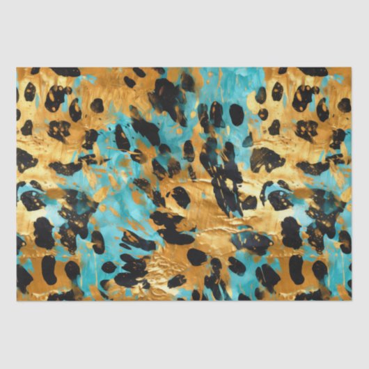 Papier Mousseline Cool Gold Aqua Leopard (Recto)