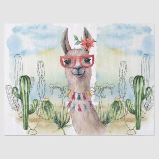 Papier Mousseline Cool Llama (Recto)
