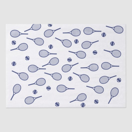 Papier Mousseline Cool Marine Blue Retro Tennis Racquets Motif (Recto)