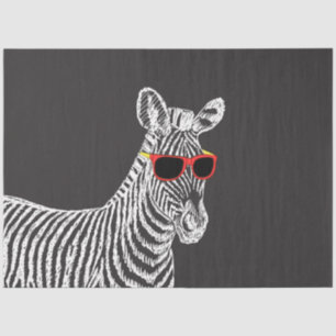 Papier Mousseline Cool mignon drôle zèbre blanc croquis avec lunette