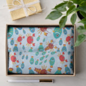 Papier Mousseline Cool Océan Marine Vie Poisson et Crabe bleu (Cadeau)