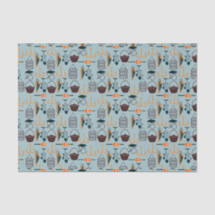 Papier Mousseline cool pêche carrelé motif