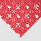 Papier Mousseline Cool Rouge Blanc Snowflakes Noël Arbres Motif (Détail)