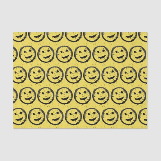 Papier Mousseline Cool Sardé Joyeux visage souriant motif jaune (Recto)