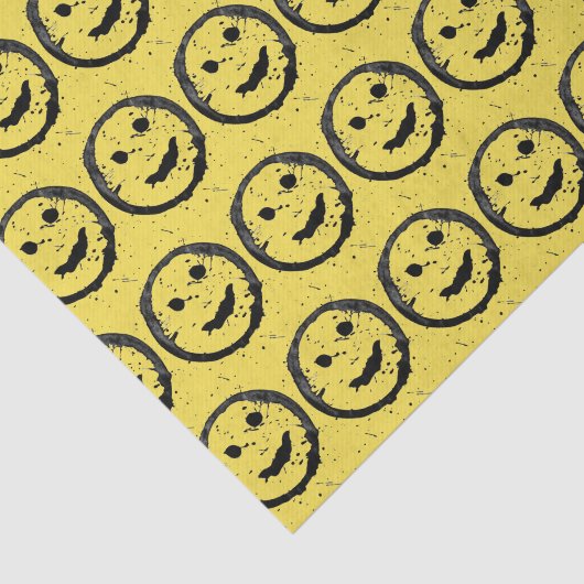 Papier Mousseline Cool Sardé Joyeux visage souriant motif jaune (Détail)
