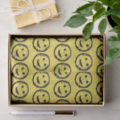 Papier Mousseline Cool Sardé Joyeux visage souriant motif jaune (Cadeau)