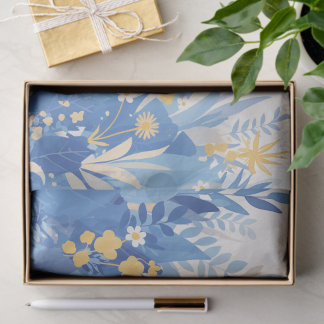 Papier Mousseline Cool Summer Blue Floral Botanical Garden