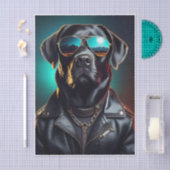 Papier Mousseline Cool Terrence, Black Lab in Leather Jacket Tissue (Artisanat)