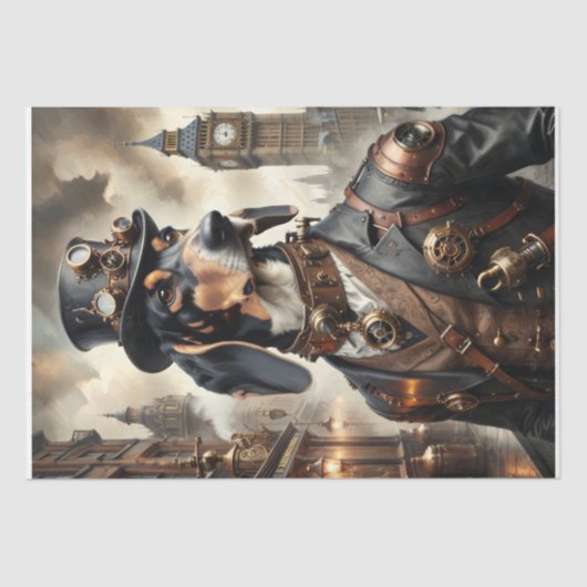 Papier Mousseline Coonhound Bluetick en Steampunk -Decoupage- (Recto)