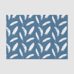 Papier Mousseline Copie de plume blanche sur le bleu de denim