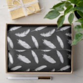 Papier Mousseline Copie de plume blanche sur le noir (Cadeau)
