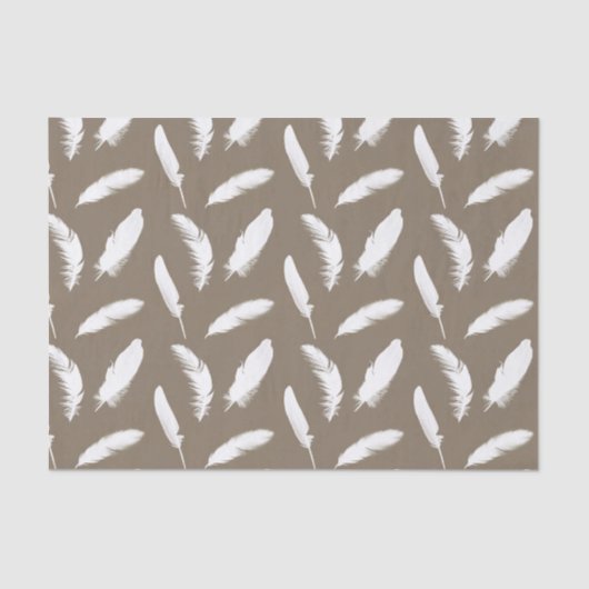 Papier Mousseline Copie de plume blanche sur le taupe (Recto)