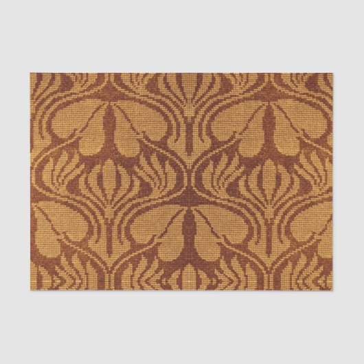 Papier Mousseline Coptic embroidery pattern - Orange leaves (Recto)