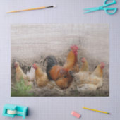 Papier Mousseline Coq et poules (Artisanat)