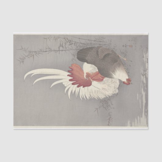 Papier Mousseline Coq et poulet par Ohara Koson (Recto)