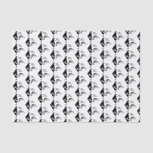 Papier Mousseline Coq noir Croisant l'alarme du bon matin (Recto)