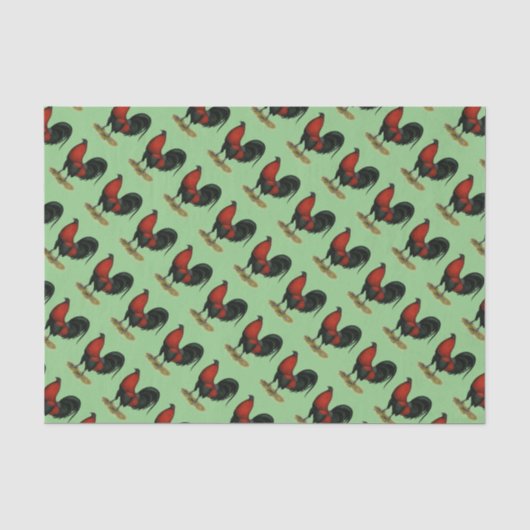 Papier Mousseline Coq Rouge Noir BB Jeu Américain (Recto)