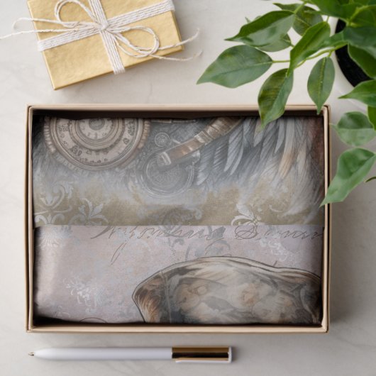 Papier Mousseline Coq Steampunk (Cadeau)