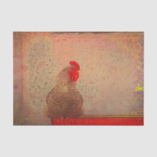 Papier Mousseline Coq Vintage Antiquité Texture Rouge Marron Ferme T