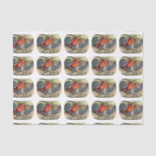 Papier Mousseline Coqs américains bleus rouges