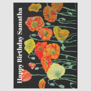 Papier Mousseline Coquelicot Rouge Fleur de Pavot Aquarelle Annivers