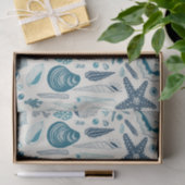 Papier Mousseline Coques de mer sur blanc (Cadeau)
