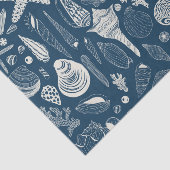 Papier Mousseline Coques de mer sur bleu foncé (Détail)