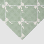 Papier Mousseline Coquette Bows Gingham Pattern Cream Sage Green  (Détail)