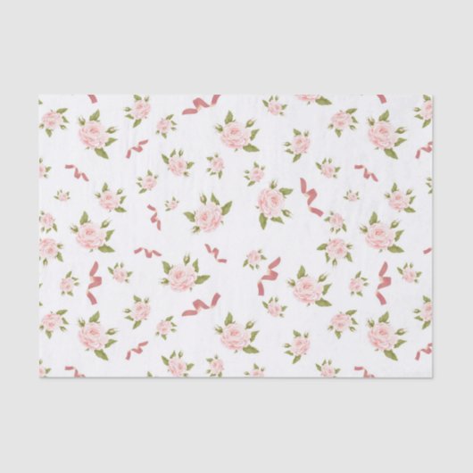 Papier Mousseline Coquette féminine plastique floral rose ruban (Recto)
